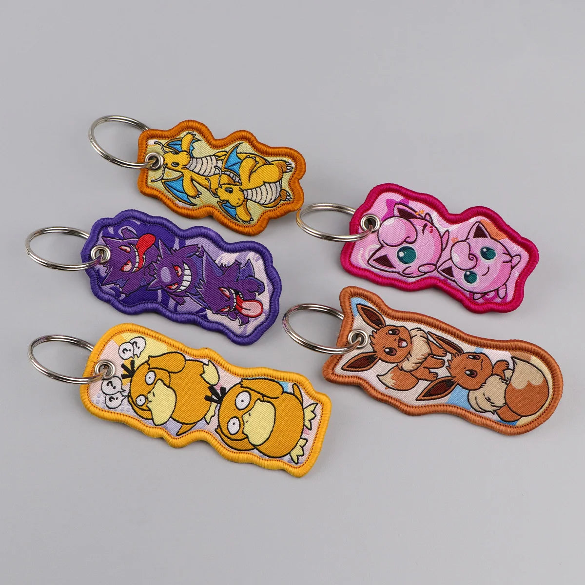 Cute Cloth Keychain and Keyring Accessories - Psyduck, Eevee, Jigglypuff, Gengar, Dragonite + More
