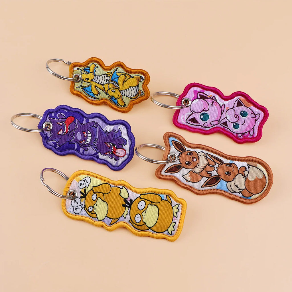 Cute Cloth Keychain and Keyring Accessories - Psyduck, Eevee, Jigglypuff, Gengar, Dragonite + More