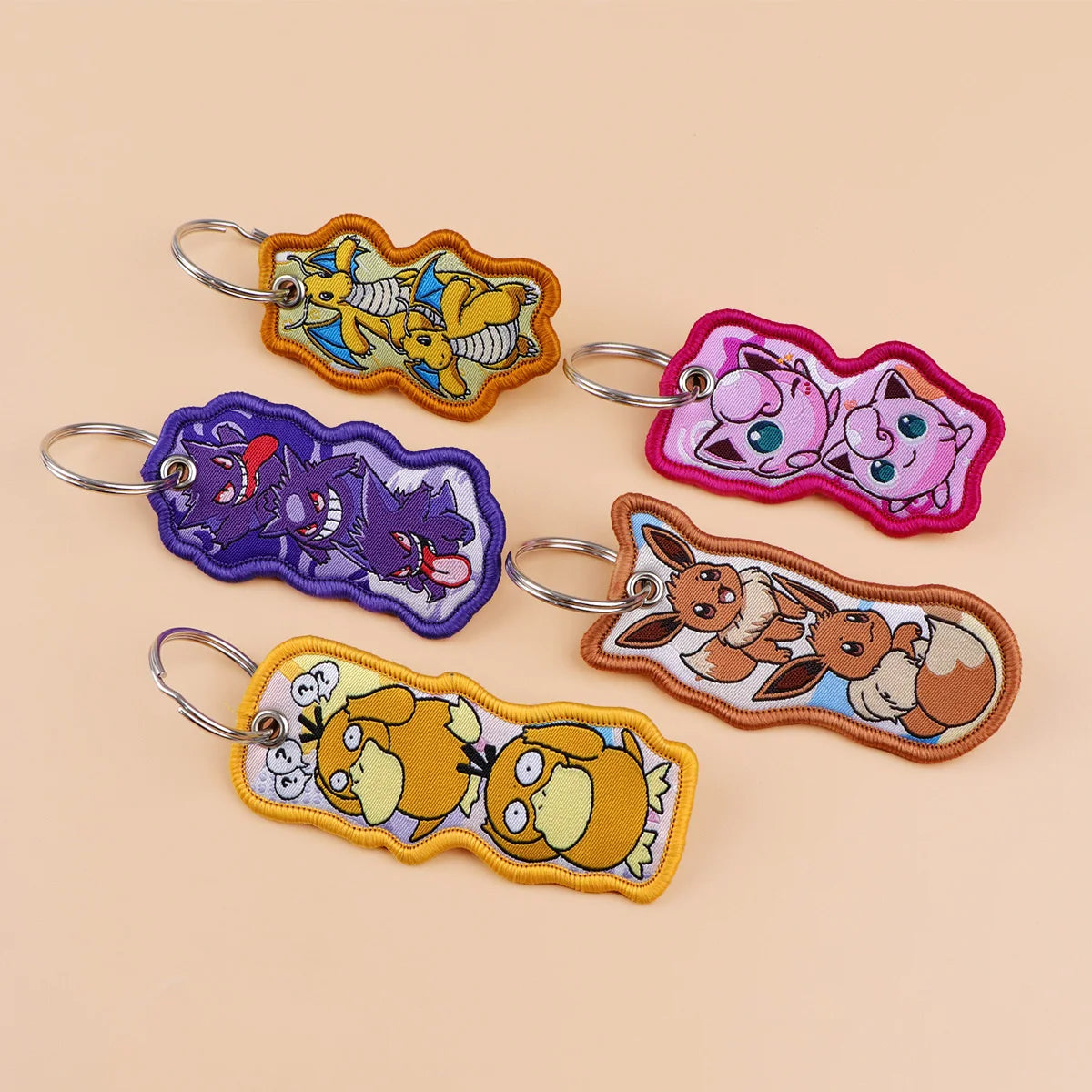 Cute Cloth Keychain and Keyring Accessories - Psyduck, Eevee, Jigglypuff, Gengar, Dragonite + More